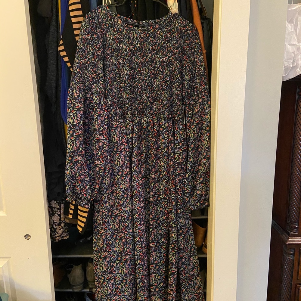 Nordstrom floral midi dress, cute sleeve detail